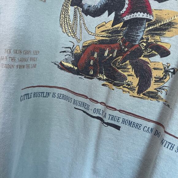 VTG Warner Brothers Looney Tunes Wile E Coyote Well Dressed Rustler T Shirt Sz L - Picture 4 of 10